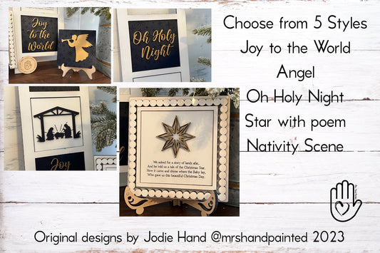 Christmas Nativity Interchangeable Signs - Laser Cut Wood Painted