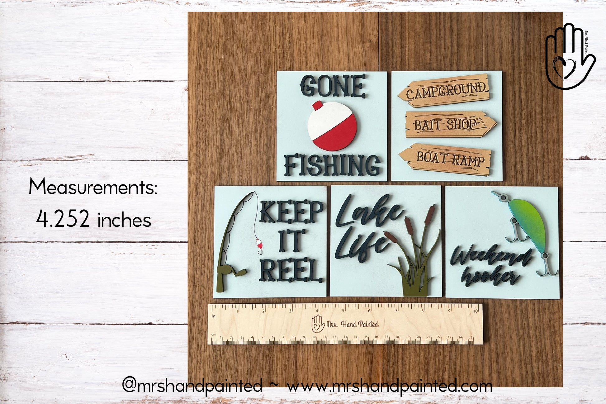 Fishing Interchangeable Signs - Laser Cut Wood Painted