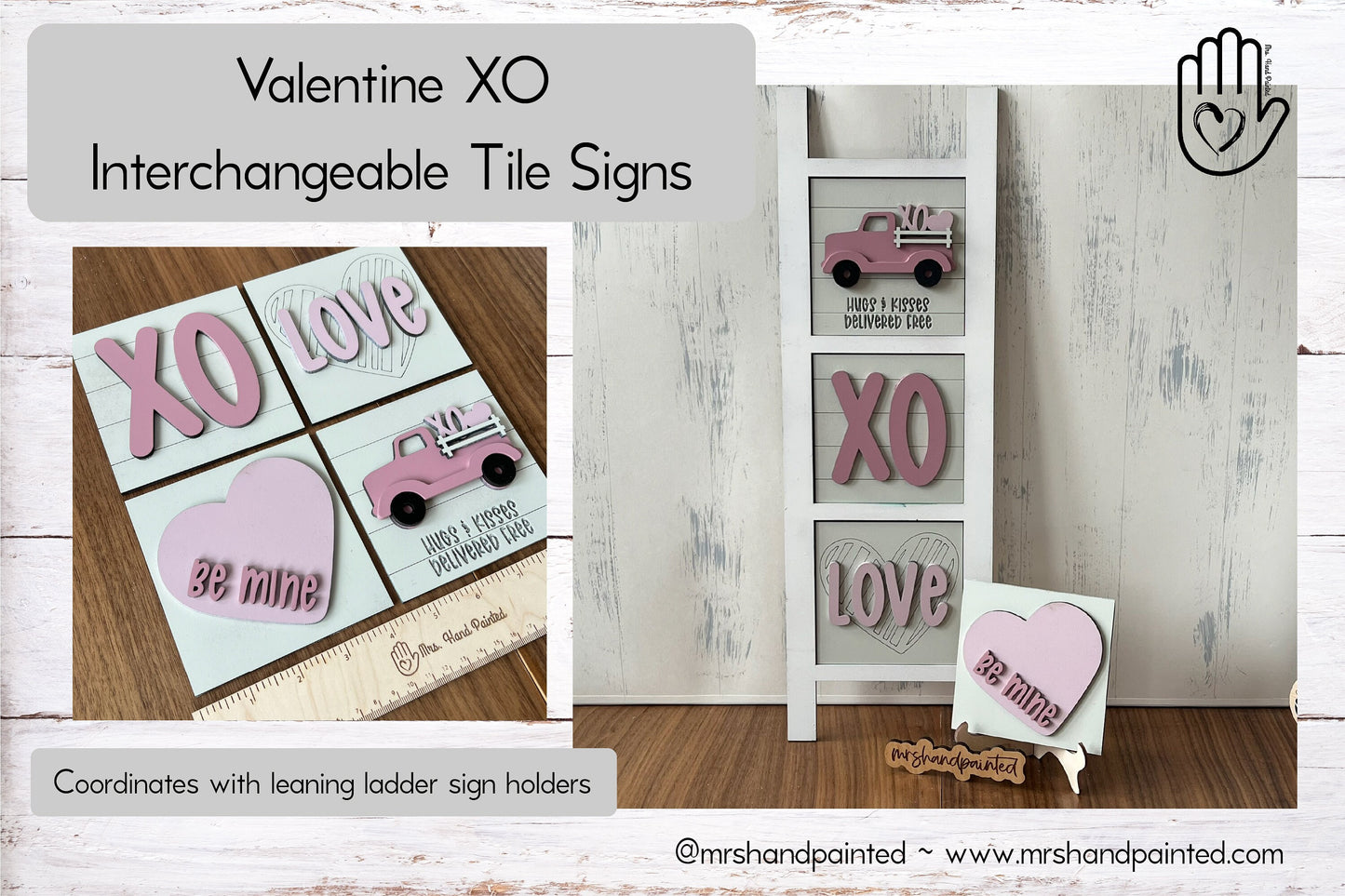 Valentine XO Interchangeable Signs - Laser Cut Wood Painted