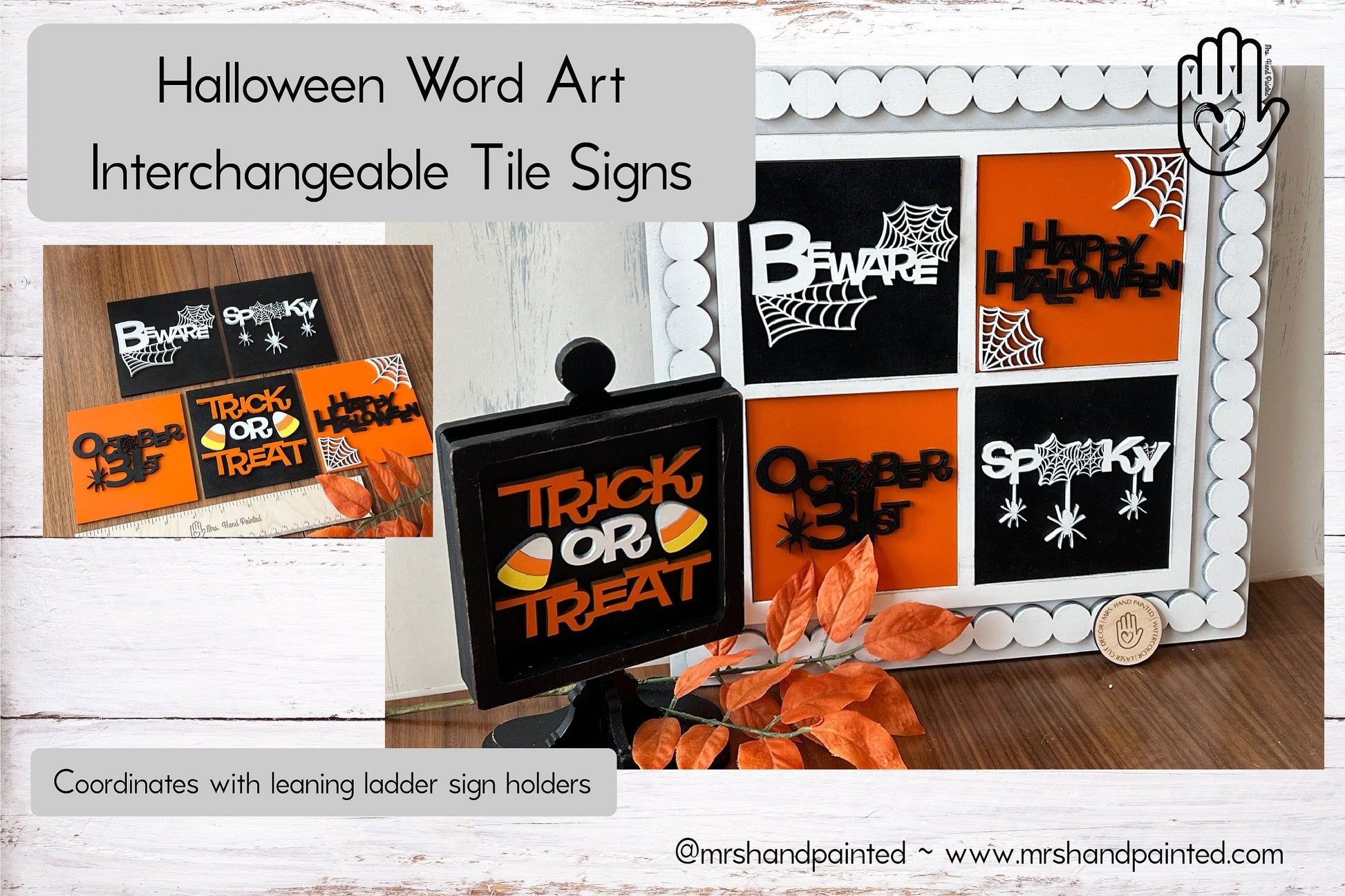 Halloween Word Art Interchangeable Signs - Laser Cut Wood Painted
