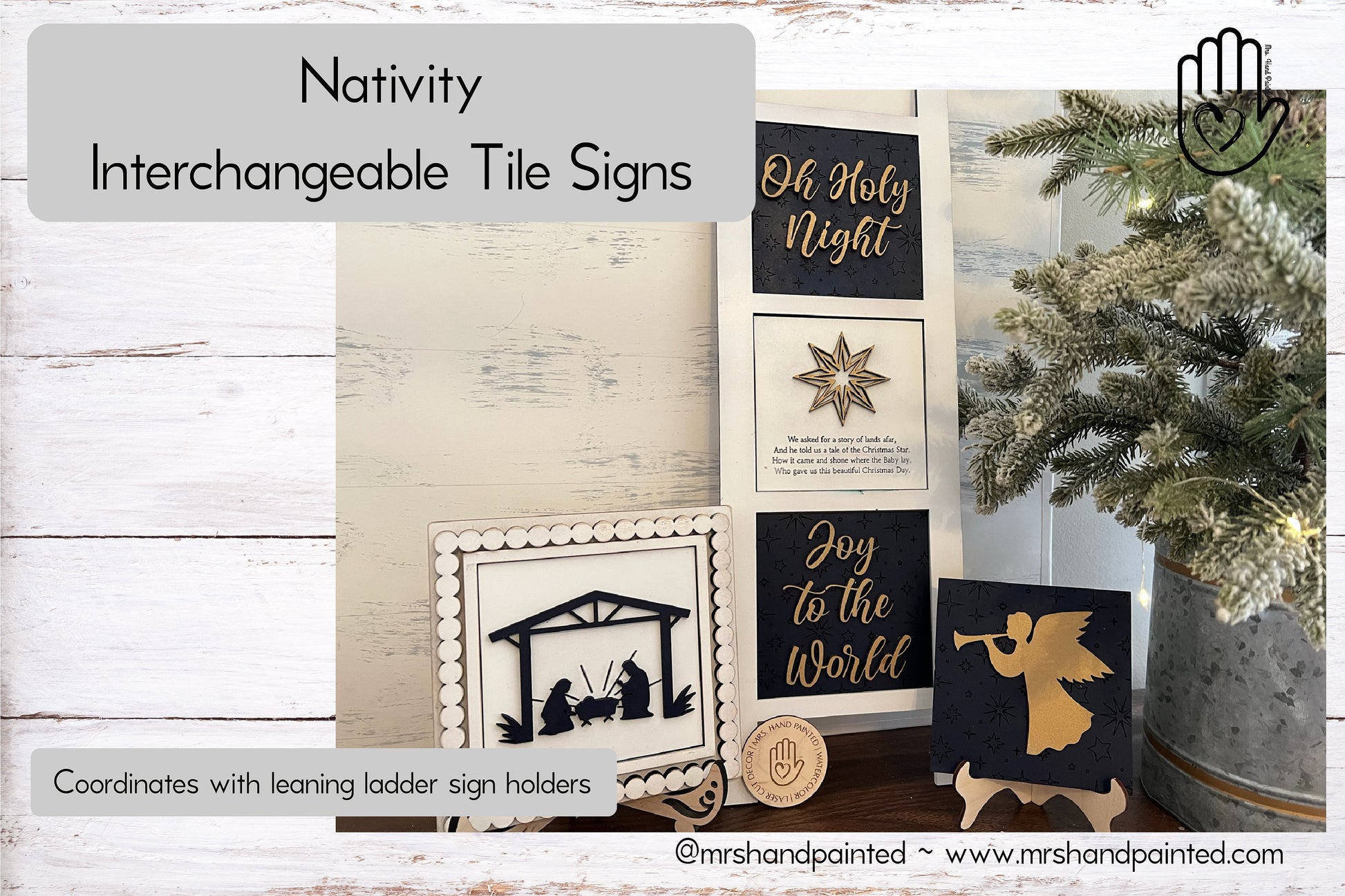 Christmas Nativity Interchangeable Signs - Laser Cut Wood Painted