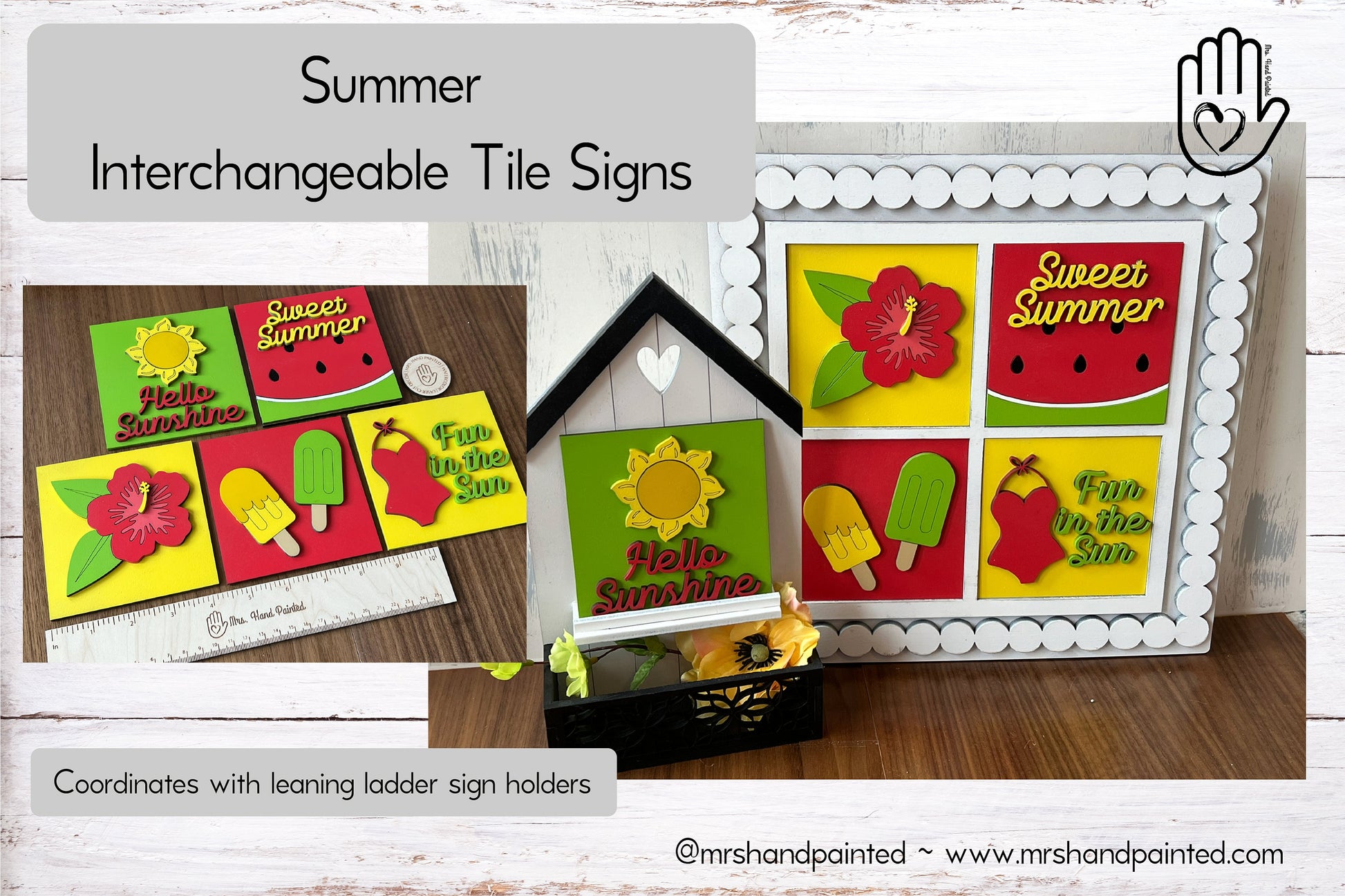 Summer Interchangeable Signs - Laser Cut Wood Painted