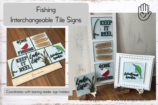Fishing Interchangeable Signs - Laser Cut Wood Painted