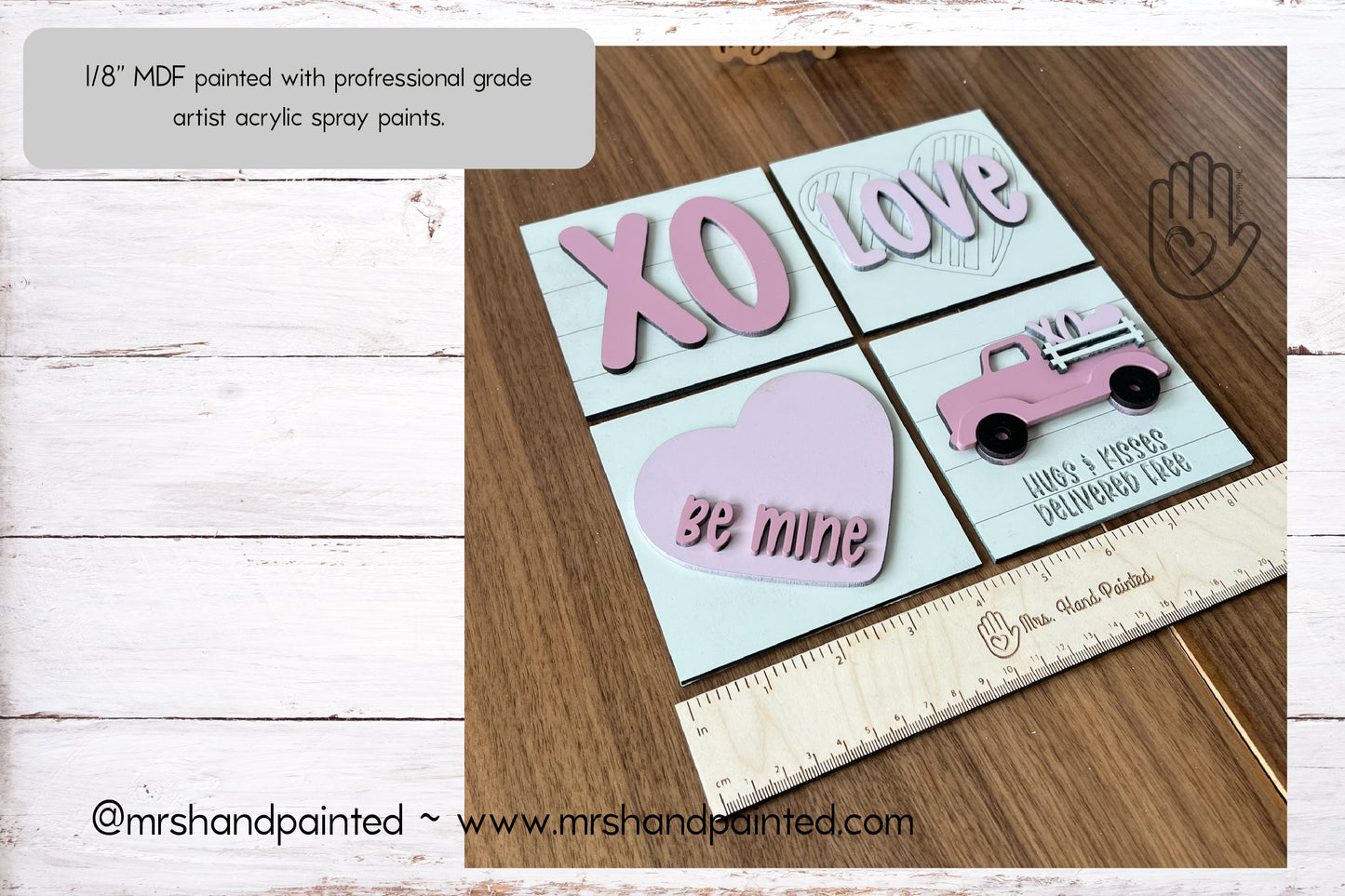 Valentine XO Interchangeable Signs - Laser Cut Wood Painted