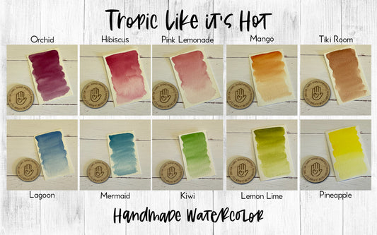 Handmade Watercolor Paint Set - TROPICAL COLORS "Tropic Like It's Hot"