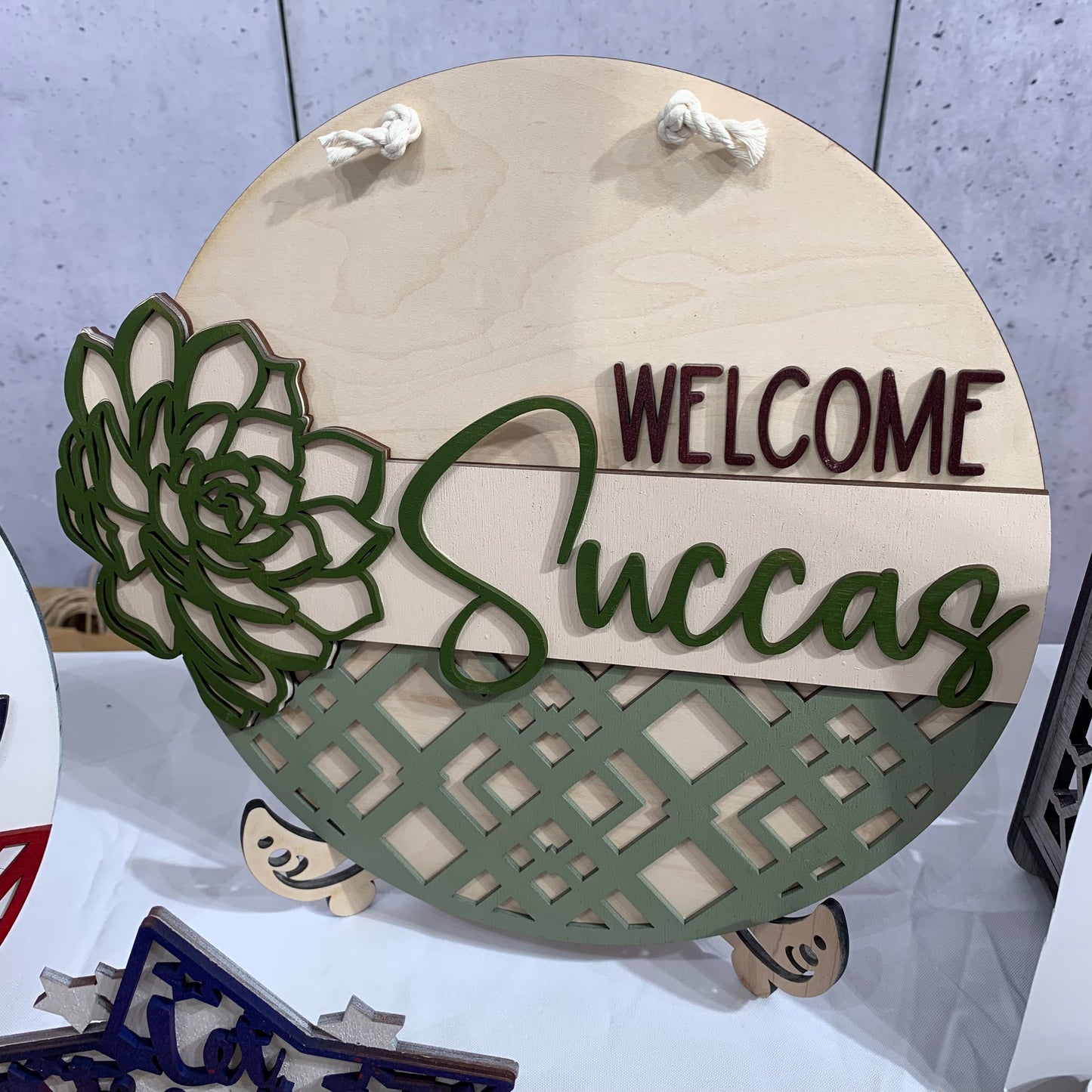 Welcome Succas Door Hanger Sign