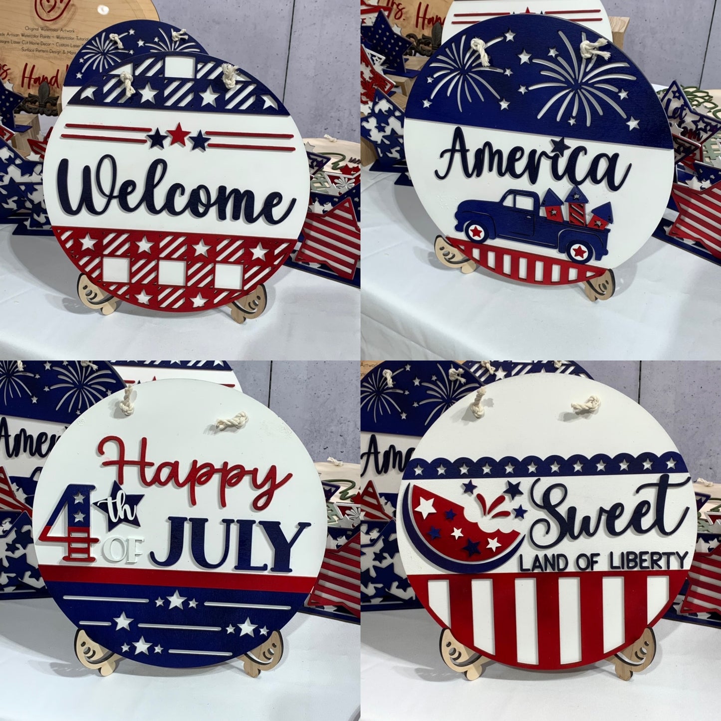 4th of July ~ America ~ Patriotic Door Hanger Signs